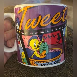 Vintage Applause 1995 Looney Tunes Tweety Bird coffee mug cup 11 oz w Sylvester